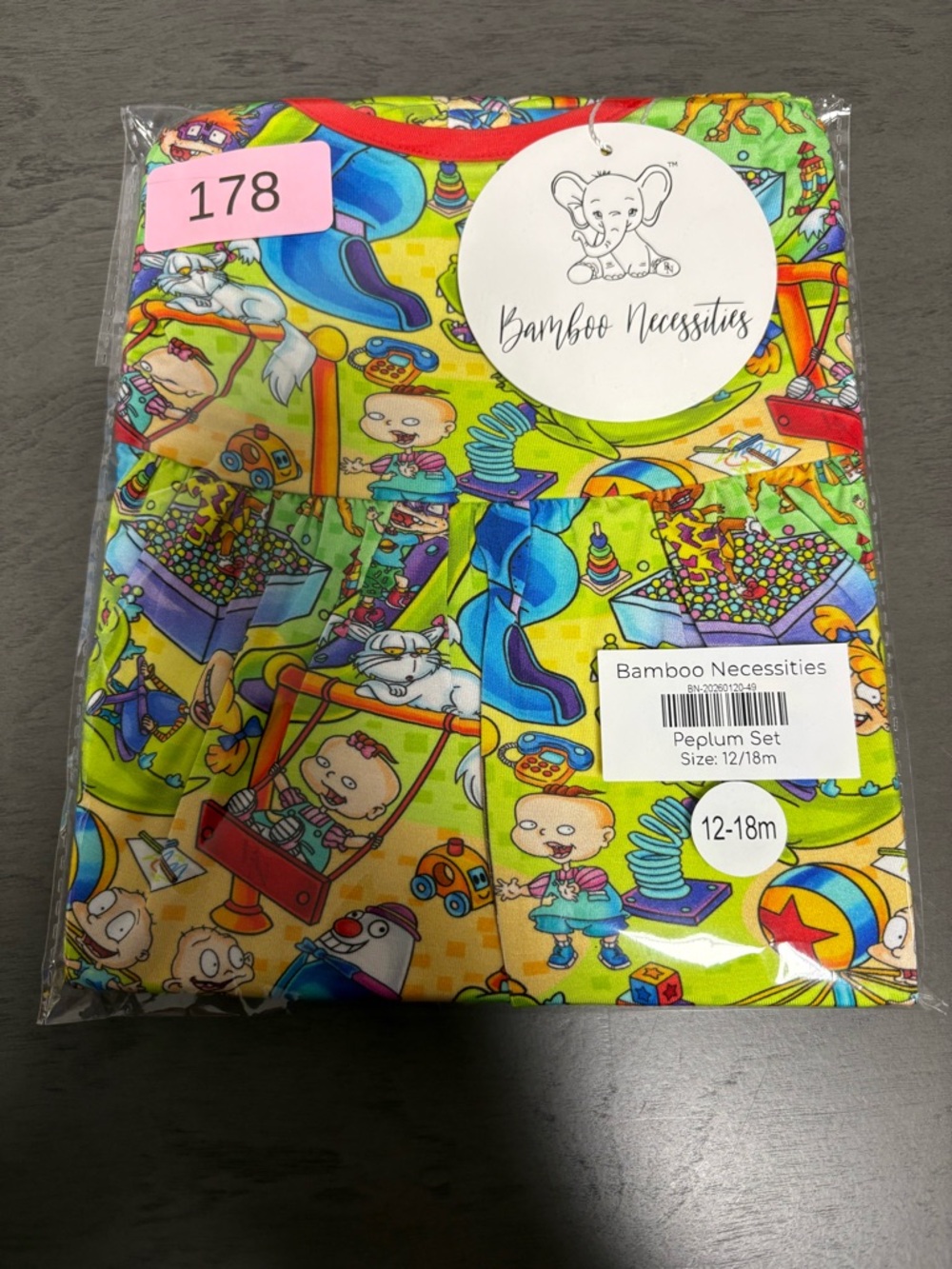 Bamboo Necessities Rugrats Peplum Set 12-18M NIB Bamboo Outfit